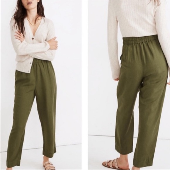 Madewell Pants - MADEWELL Tapered Huston Pull-Up Crops Green M